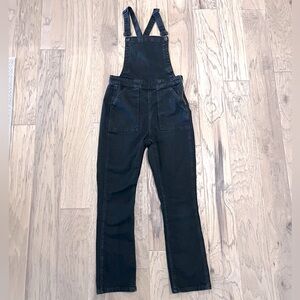 Madewell Faded Black Straight Leg Denim Overalls with Cross Back Straps, size S
